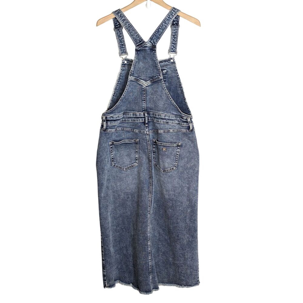 Wash Lab Denim Button Front Jumper XL Overall Straps Raw Hem Medium Blue Indie - Picture 3 of 9